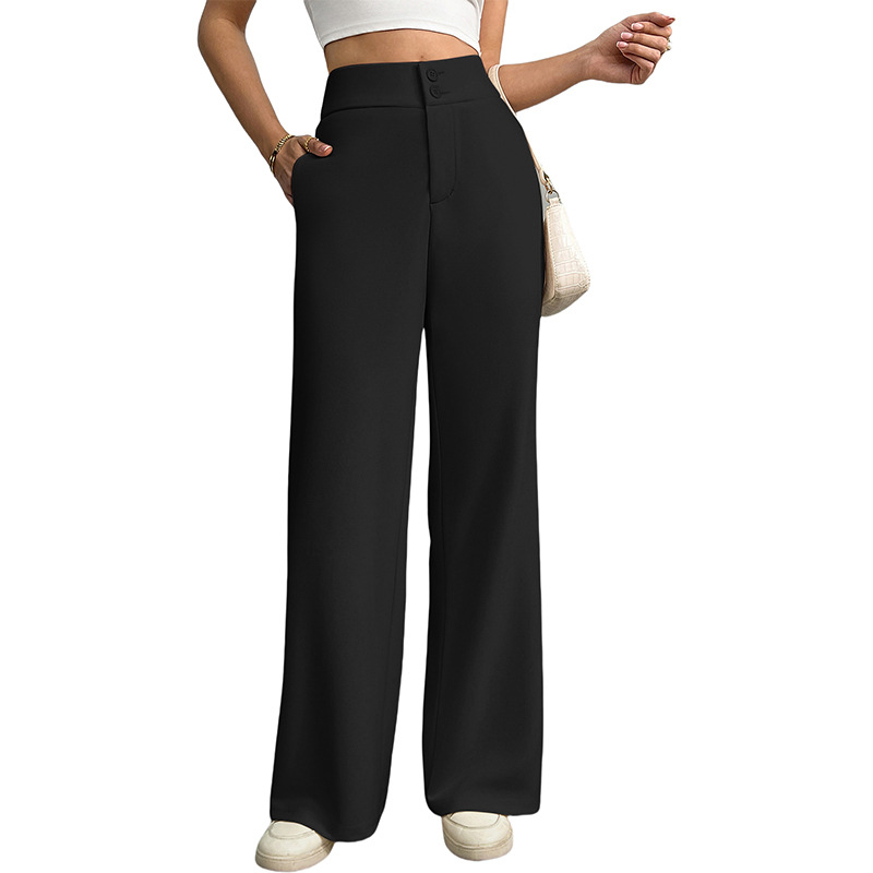 Amazon Európske a americké cezhraničné všestranné nové dámske oblečenie Jednofarebné vysoké pásové voľné elastické mierne rozšírené zahraničné obchodné ležérne široké nohavice pre ženy