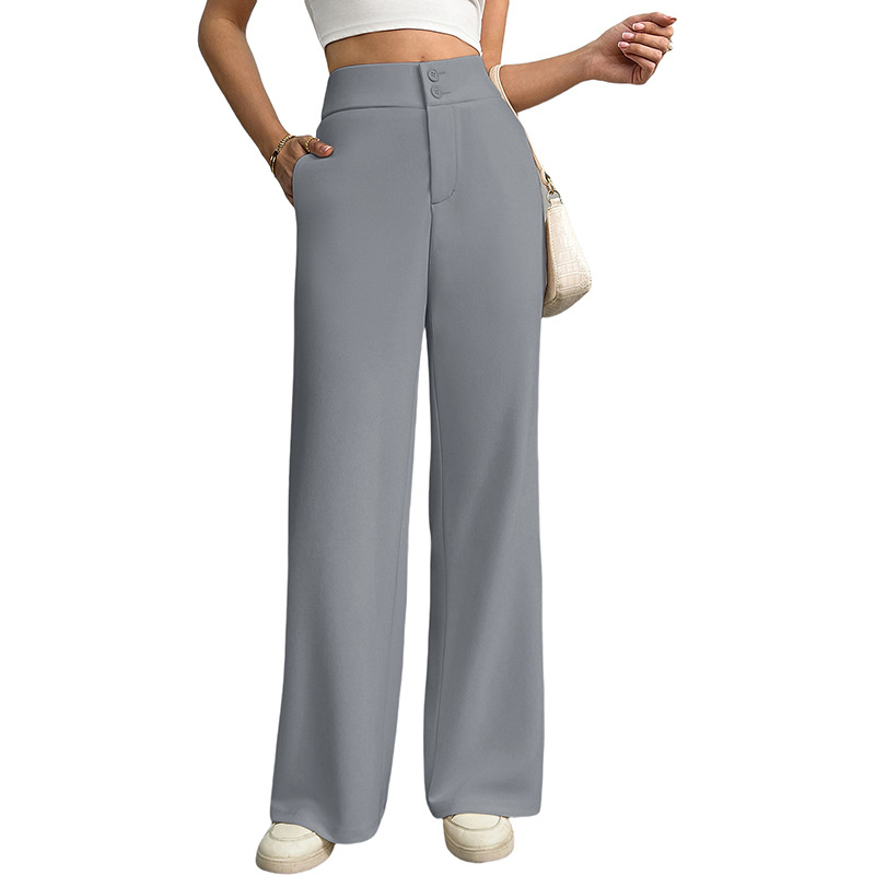 Amazon Európske a americké cezhraničné všestranné nové dámske oblečenie Jednofarebné vysoké pásové voľné elastické mierne rozšírené zahraničné obchodné ležérne široké nohavice pre ženy