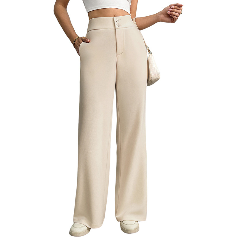 Amazon Európske a americké cezhraničné všestranné nové dámske oblečenie Jednofarebné vysoké pásové voľné elastické mierne rozšírené zahraničné obchodné ležérne široké nohavice pre ženy
