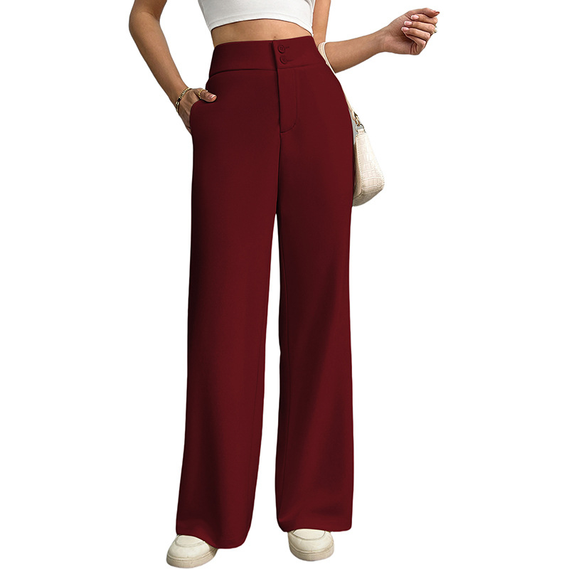 Amazon Európske a americké cezhraničné všestranné nové dámske oblečenie Jednofarebné vysoké pásové voľné elastické mierne rozšírené zahraničné obchodné ležérne široké nohavice pre ženy