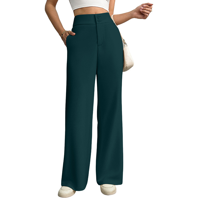 Amazon Európske a americké cezhraničné všestranné nové dámske oblečenie Jednofarebné vysoké pásové voľné elastické mierne rozšírené zahraničné obchodné ležérne široké nohavice pre ženy