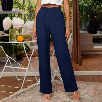 Ženske prekogranične elastične strukirane ležerne ravne hlače od teksture tkanine, ležerne i udobne, za Europu i Sjedinjene Države