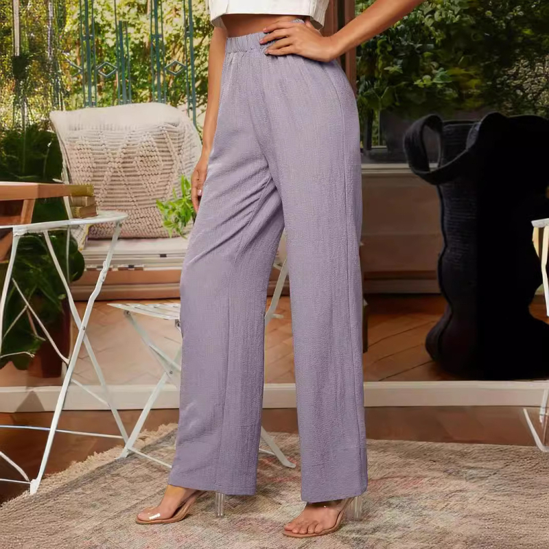 Ženske prekogranične elastične strukirane ležerne ravne hlače od teksture tkanine, ležerne i udobne, za Europu i Sjedinjene Države