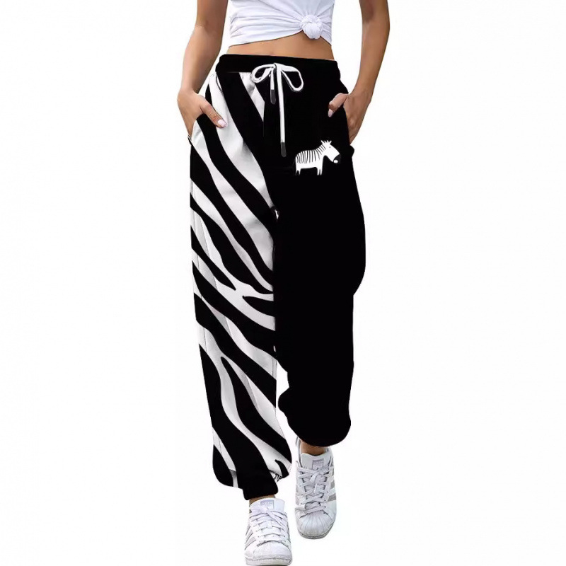 Europos ir Amerikos 2024 m. tarpvalstybinės rudens laisvalaikio pėdkelnės su spausdintomis, plonomis, plonomis, sportinėmis kelnėmis su aukštu diržu ir virvėmis