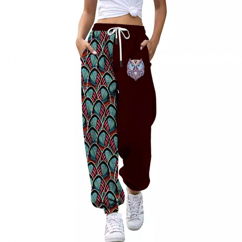 Europos ir Amerikos 2024 m. tarpvalstybinės rudens laisvalaikio pėdkelnės su spausdintomis, plonomis, plonomis, sportinėmis kelnėmis su aukštu diržu ir virvėmis