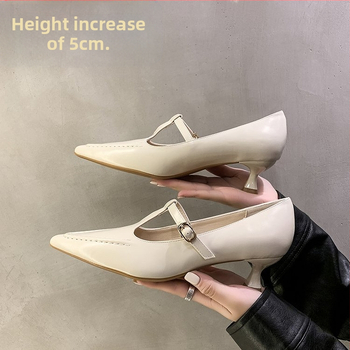 Φθινόπωρο 2024 Νέα Άφιξη Παπούτσια Μονής Επίστρωσης Γυναικεία Μαύρα Παπούτσια Mary Jane με Κοίλο Μυτερό Τακούνι Στιλέτο και Ρηχό Στόμα για Γυναίκες