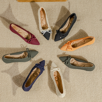 Japán stílusú hercegnői cipők 2024 tavaszi és nyári, masnival díszített, szőtt, sekély szájú, lélegző, hegyes orrú, vastag sarokkal, magas sarkú nőknek