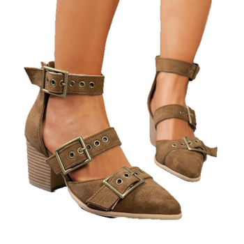 2025 νέα γυναικεία παπούτσια μόδας εξωτερικού εμπορίου με μυτερό χοντρό τακούνι διασυνοριακά plus size παπούτσια με χοντρό τακούνι, γυναικεία παπούτσια χονδρικής