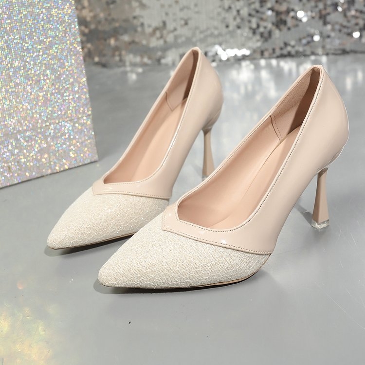 2024 Nové dámske módne topánky na jednom mieste, módne vysoké podpätky, nazúvacie topánky na jehlovom podpätku, plytké dámske topánky