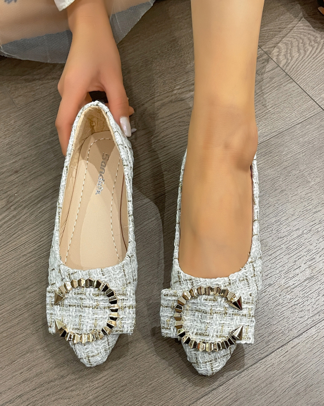 Nízke jednovrstvové topánky Sladké ležérne dámske topánky Jarné nové cezhraničné plus size módne špicaté nízke podpätky ploché topánky jednovrstvové topánky