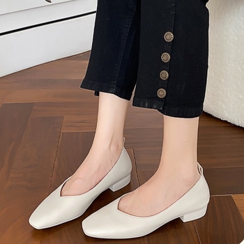 Γυναικεία Παπούτσια Μεγάλων Μεγεθών με Τετράγωνη Μύτη, Γυναικεία Παπούτσια για Γάμους, Άνοιξη & Φθινόπωρο, Μεγάλα Μεγέθη, Τάση Μόδας, Μαλακή Σόλα, Ρετρό, Ευέλικτα Παπούτσια με Χαμηλό Τακούνι