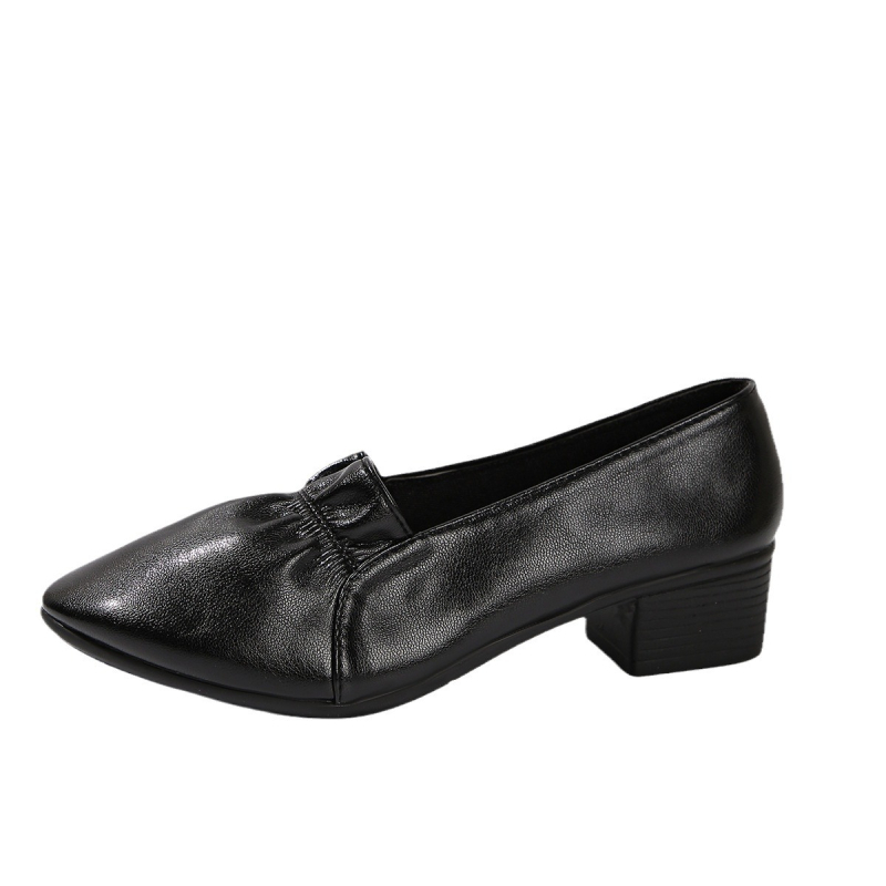 Dámske topánky z mäkkej kože s mäkkou podrážkou, jednovrstvové, jar 2024, nové, so stredným podpätkom, ležérne, univerzálne, s plytkými ústami, špicaté, malé kožené topánky, dámske