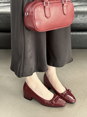 Παπούτσια Mary Jane με τετράγωνη ζώνη και αγκράφα, μονόστρωμα, άνοιξη 2024, κορεάτικο στυλ, νέα, μοντέρνα παπούτσια Mary Jane με χαμηλό τακούνι για γυναίκες