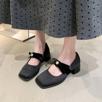 [Youshilai] Dámske topánky Mary Jane s francúzskymi perlami, jar 2025, nové, víliové, spoločenské topánky