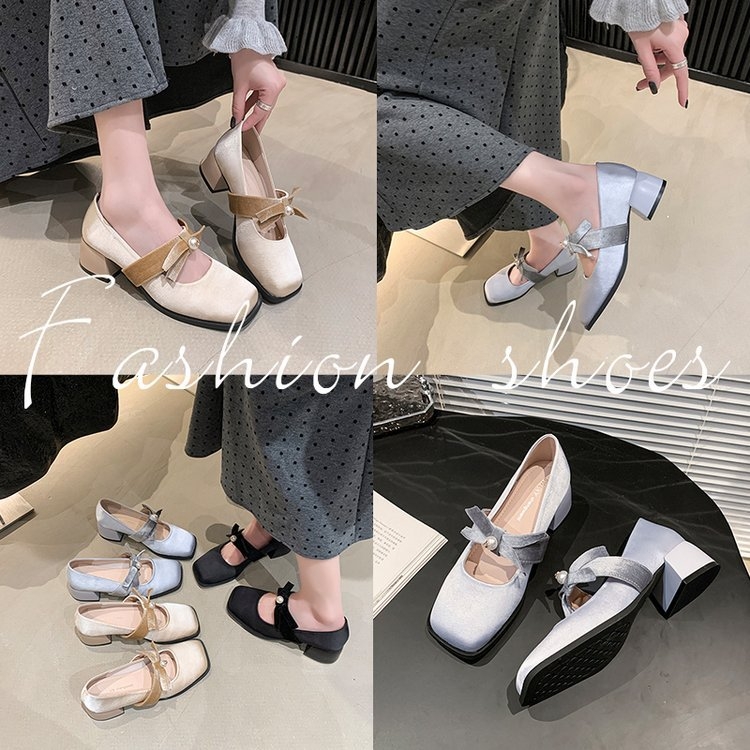 [Youshilai] Dámske topánky Mary Jane s francúzskymi perlami, jar 2025, nové, víliové, spoločenské topánky