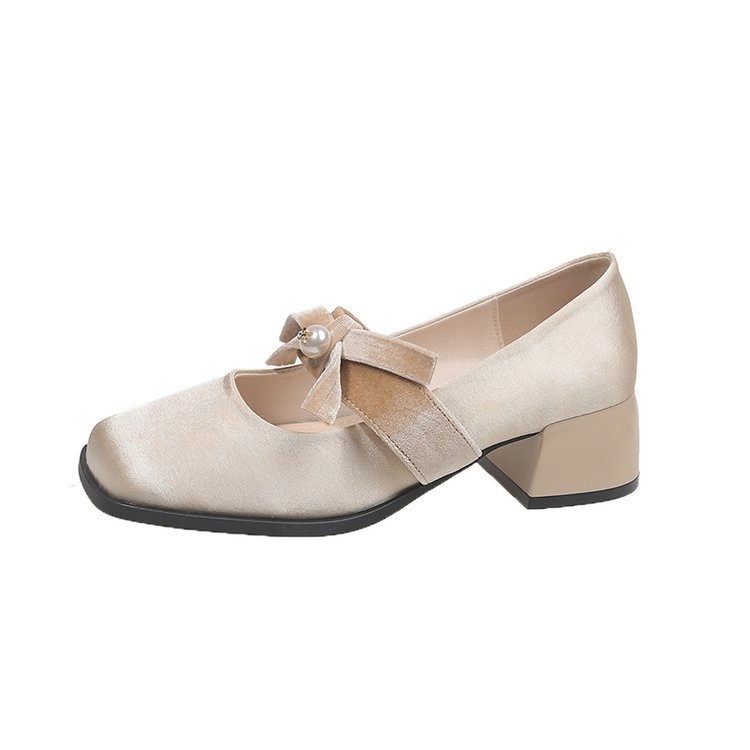 [Youshilai] Dámske topánky Mary Jane s francúzskymi perlami, jar 2025, nové, víliové, spoločenské topánky