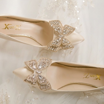 Νέα άφιξη Άνοιξη/Φθινόπωρο Καλοκαίρι 2024 Ψηλοτάκουνα Γυναικεία με Τακούνι Στιλέτο και Στρας, Γαλλικά Μοδάτα Παπούτσια για Γάμο και Δεξιώσεις, Παπούτσια για Παράνυμφους