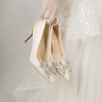 Νέα άφιξη Άνοιξη/Φθινόπωρο Καλοκαίρι 2024 Ψηλοτάκουνα Γυναικεία με Τακούνι Στιλέτο και Στρας, Γαλλικά Μοδάτα Παπούτσια για Γάμο και Δεξιώσεις, Παπούτσια για Παράνυμφους