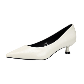 Γυναικεία Γαλλικά Παπούτσια με Μυτερές Μύτες, Τακούνι Γατάκι, Μεσαίο Τακούνι 3εκ., Ψηλό Τακούνι Στιλέτο, Ρηχό Στόμα, Ψηλοτάκουνα G312-70