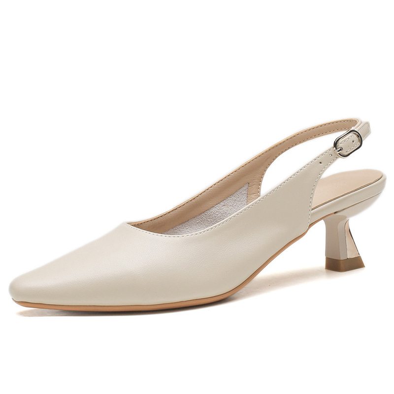 525-1 Francuske cipele od prave kože s malim četvrtastim vrhom i štiklom, jednoslojne cipele, nove proljetne i ljetne sandale s zatvorenim prstima, polupapuče za žene