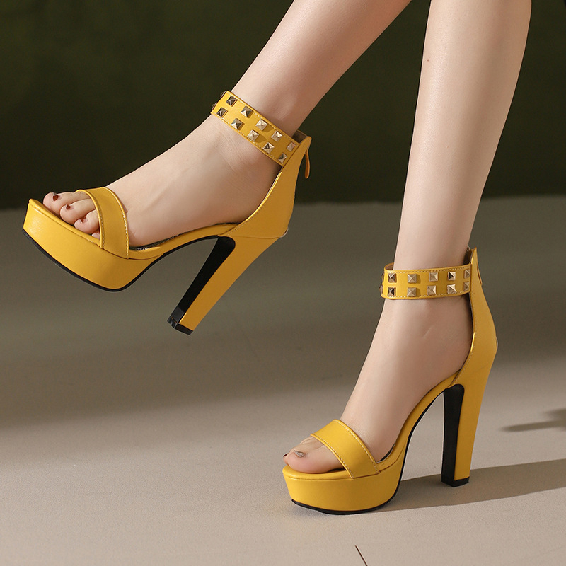 Cipele veličine 40-50, vanjska trgovina prekogranične ženske cipele s otvorenim prstima, kopča, sandale s debelom petom, ženske visoke pete na AliExpressu