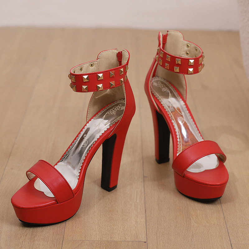 Cipele veličine 40-50, vanjska trgovina prekogranične ženske cipele s otvorenim prstima, kopča, sandale s debelom petom, ženske visoke pete na AliExpressu