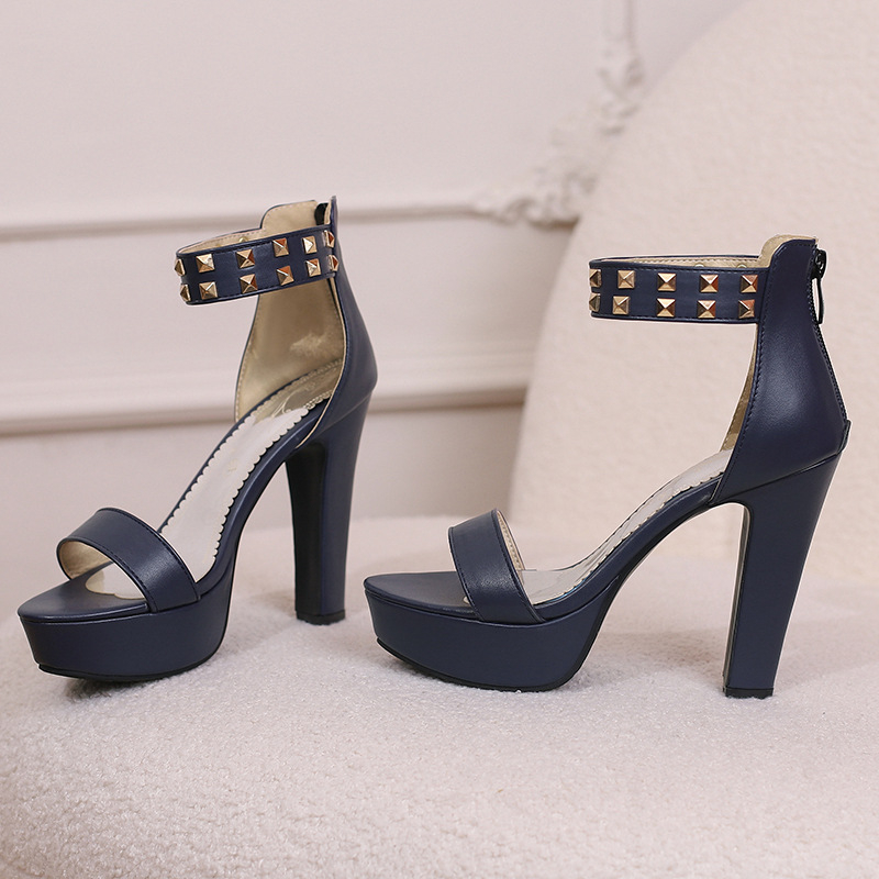 Cipele veličine 40-50, vanjska trgovina prekogranične ženske cipele s otvorenim prstima, kopča, sandale s debelom petom, ženske visoke pete na AliExpressu