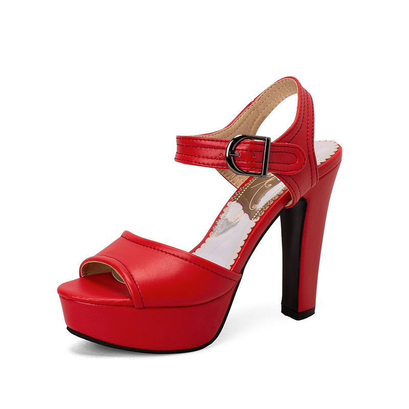 2023 Nové jarné sandále s otvorenou špičkou a prackou, retro vysoké podpätky, rímske sandále, veľká veľkosť topánok