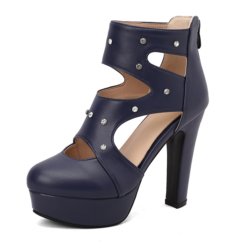 [2025. aasta suvi] Väliskaubanduse pluss-suuruses naistekingad 34–50 Baotou kõrge kontsaga sandaalid katkise teemandiga dekoratiivsed platvormkingad