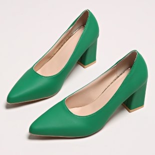 Užsienio prekyba Didelis dydis 2025 pavasario ir vasaros nauji seklios burnos aukštakulniai užsegami batai darbo batai su storais kulnais