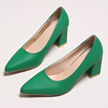 Užsienio prekyba Didelis dydis 2025 pavasario ir vasaros nauji seklios burnos aukštakulniai užsegami batai darbo batai su storais kulnais