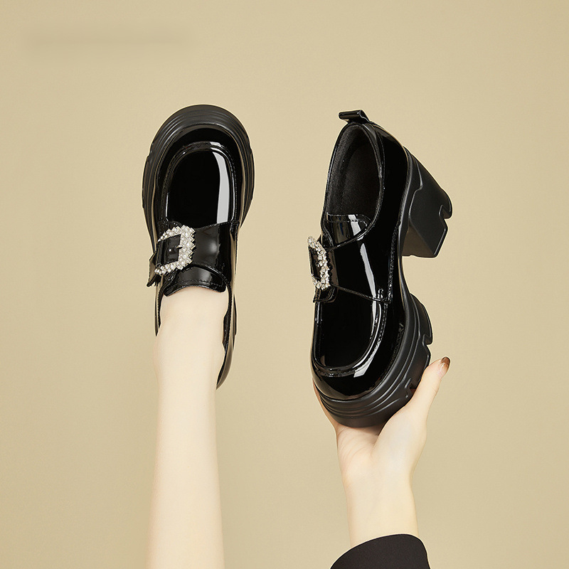 Dámske módne topánky na hrubom podpätku s vysokým podpätkom, jar a jeseň 2024, nové topánky Lefu s hrubou podrážkou a flísovou podšívkou z kože