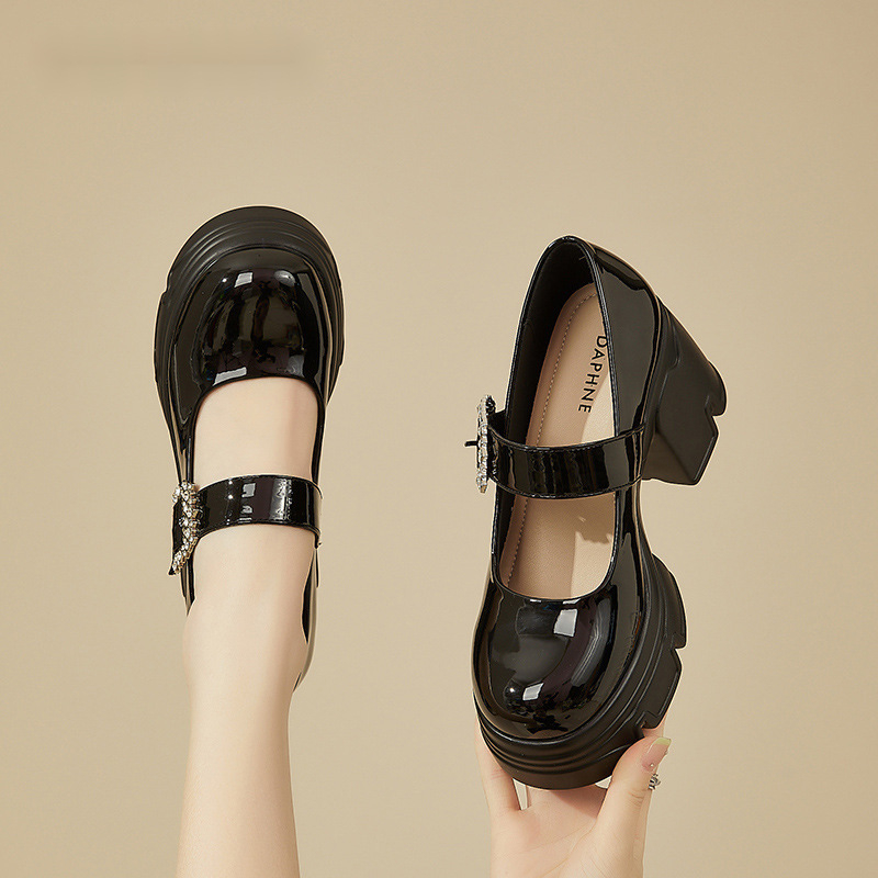 Dámske módne topánky na hrubom podpätku s vysokým podpätkom, jar a jeseň 2024, nové topánky Lefu s hrubou podrážkou a flísovou podšívkou z kože