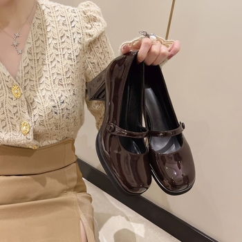 Γαλλικά ψηλοτάκουνα παπούτσια Fairy Mary Jane, άνοιξη 2023, νέα ρετρό γυναικεία παπούτσια JK με χοντρό τακούνι, μαύρα μονόστρωτα παπούτσια Lolita