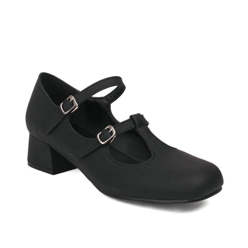 Retro Mary Jane ženske jednoslojne cipele za proljeće i jesen, kvadratni vrh, debela peta, visoka peta s šupljom kopčom u obliku slova T, visoke pete u britanskom stilu, ležerne