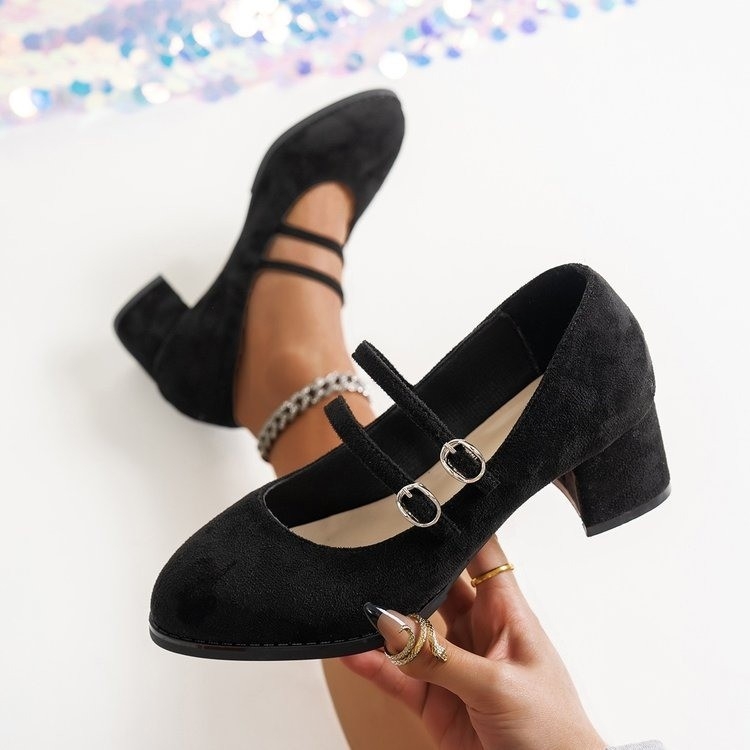 Pantofi cu toc înalt de mărime mare pentru comerț exterior 2025, pantofi cu toc înalt, rotunzi, negri, la modă, de primăvară