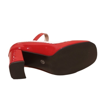 Γυναικεία ψηλοτάκουνα Mary Jane με χοντρό τακούνι 2025, νέα, άνετα, αδυνατιστικά παπούτσια στυλ Hepburn, κόκκινα με ένα κουμπί