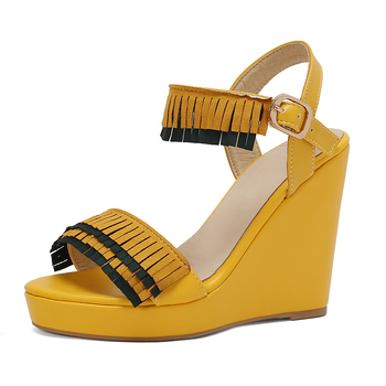 Сандали на клин с външна търговия 34-50 големи размери дамски обувки 2024 нови летни бохемски сандали с платформа и каишка