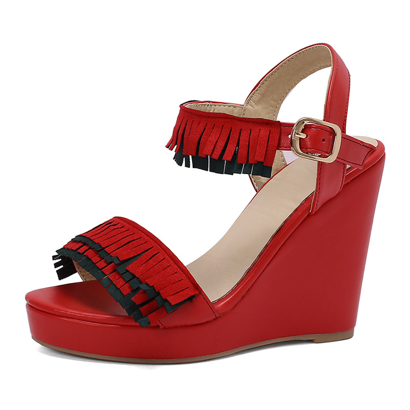 Сандали на клин с външна търговия 34-50 големи размери дамски обувки 2024 нови летни бохемски сандали с платформа и каишка