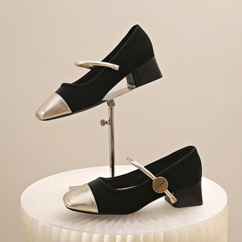 Μόδα Γυναικεία Παπούτσια Mary Jane 2024 Φθινόπωρο Νέα Γαλλικά Παπούτσια Μονής Επίστρωσης Φούστα σε ασορτί γραμμή Κομψά Γυναικεία Παπούτσια με Χοντρό Τακούνι