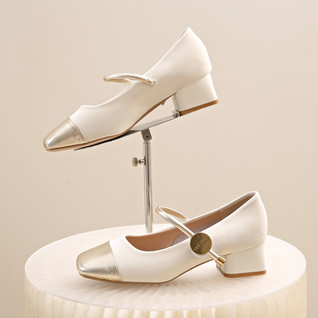 Μόδα Γυναικεία Παπούτσια Mary Jane 2024 Φθινόπωρο Νέα Γαλλικά Παπούτσια Μονής Επίστρωσης Φούστα σε ασορτί γραμμή Κομψά Γυναικεία Παπούτσια με Χοντρό Τακούνι