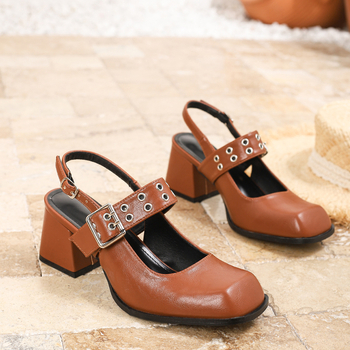 Διασυνοριακό εξωτερικό εμπόριο Ευρωπαϊκά μεγέθη γυναικεία παπούτσια με χοντρό τακούνι, τετράγωνο κεφάλι, κόκκινο κρασί, μεγάλα μονά παπούτσια, ψηλοτάκουνα παπούτσια μεγέθους 32-45, χοντρό τακούνι, ψηλοτάκουνα 6cm