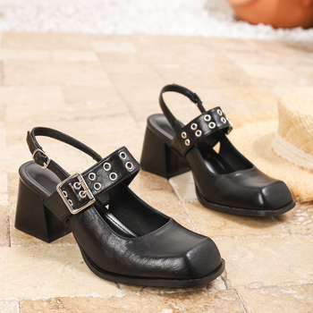 Διασυνοριακό εξωτερικό εμπόριο Ευρωπαϊκά μεγέθη γυναικεία παπούτσια με χοντρό τακούνι, τετράγωνο κεφάλι, κόκκινο κρασί, μεγάλα μονά παπούτσια, ψηλοτάκουνα παπούτσια μεγέθους 32-45, χοντρό τακούνι, ψηλοτάκουνα 6cm