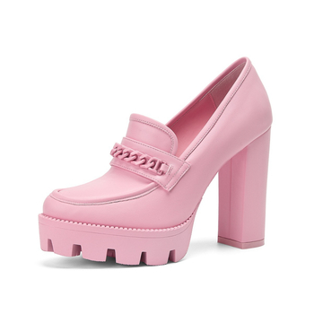 Άμεσες πωλήσεις από το εργοστάσιο με χοντρά τακούνια και φαρδιά σόλα σε χρώματα Macaron για γυναίκες, Casual, διασυνοριακή, αυθεντική προσφορά σχεδιασμού, εξαιρετικά ψηλά τακούνια