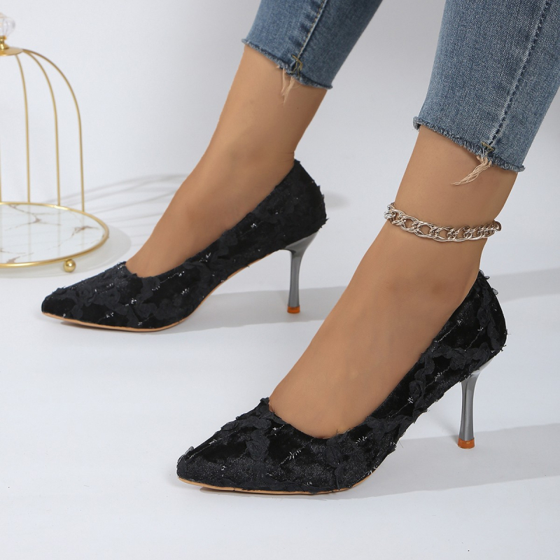 Europski kolodvor proljeće i jesen 2024. nove šiljaste cipele s cirkonima i super visokim potpeticama, vodootporne cipele s velikom potpeticom