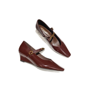 Κομψά γυναικεία παπούτσια με μυτερή αγκράφα σε γαλλικό στιλ, ανοιξιάτικα, νέα ρετρό, ρηχά, χαμηλοτάκουνα παπούτσια Mary Jane σε μικρά δερμάτινα παπούτσια