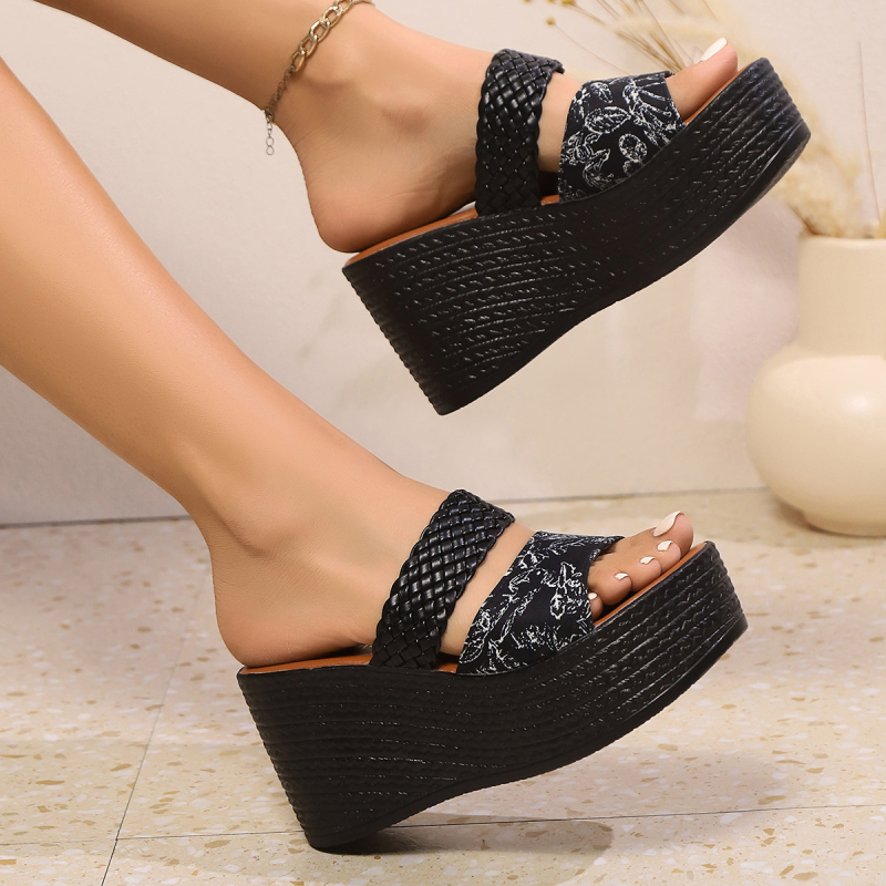 2025 Prekogranične nove europske i američke papuče s klinastom petom za žene, vanjska trgovina, plus veličina, rimske papuče s leopard printom, prekogranične, plus veličine za žene