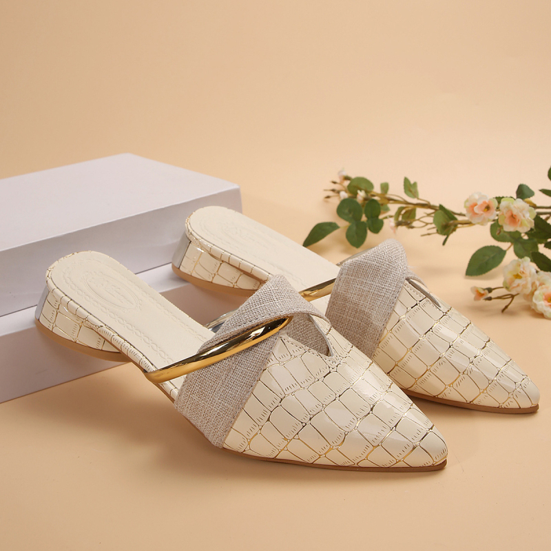 Naiste sussid, pealisrõivad, 2025. aasta suvine uus vabaaja poolkõrge säärega Baotou V-suu paksu kontsaga teravate kontsadega Muelleri kingad, pluss-suuruses väliskaubandus