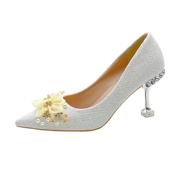 Άνοιξη 2024 Νέα μυτερά ψηλοτάκουνα γυναικεία παπούτσια στιλέτο για νύφες Γυναικεία παπούτσια μόδας για γάμους