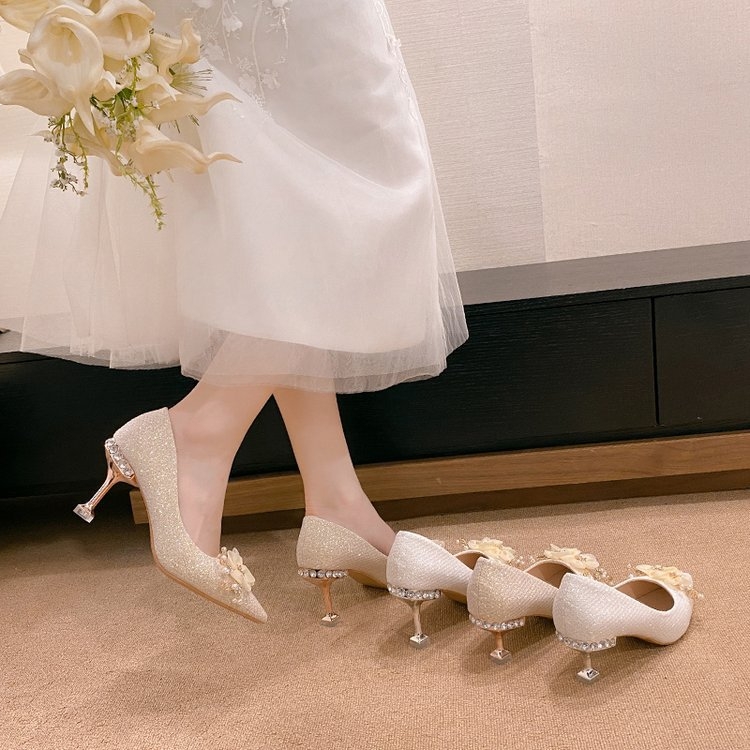 Proljeće 2024. Nove špicaste visoke pete za žene, cipele za mladenke sa štiklama, ženske modne cipele za vjenčanje